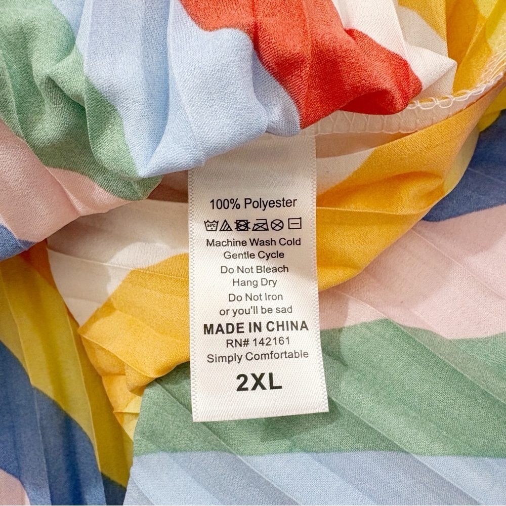 LuLaRoe Lola Rainbow Colorful Striped Pleated Skirt 2XL - Picture 8 of 10